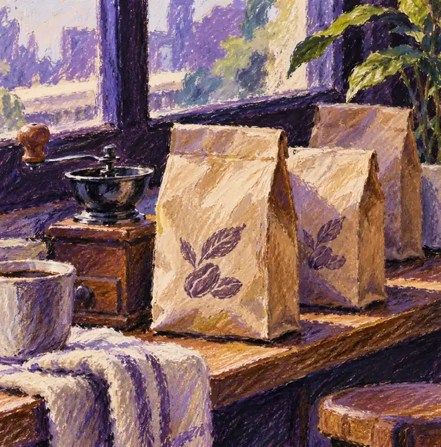 Illustration of cafés equipment and workspace