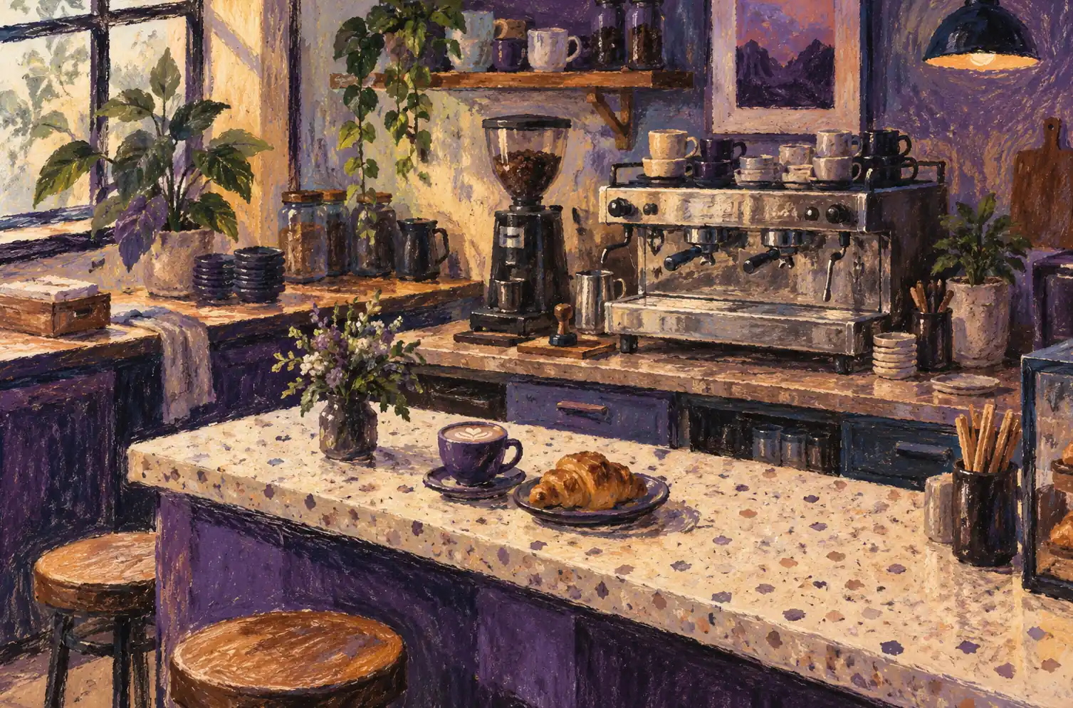 Illustration of cafés and their working space